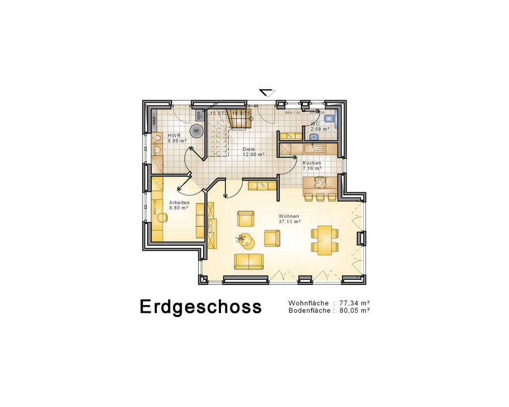 2020 AMR Stadtvilla 138 1,5-geschossig-Grundriss EG - SV 138