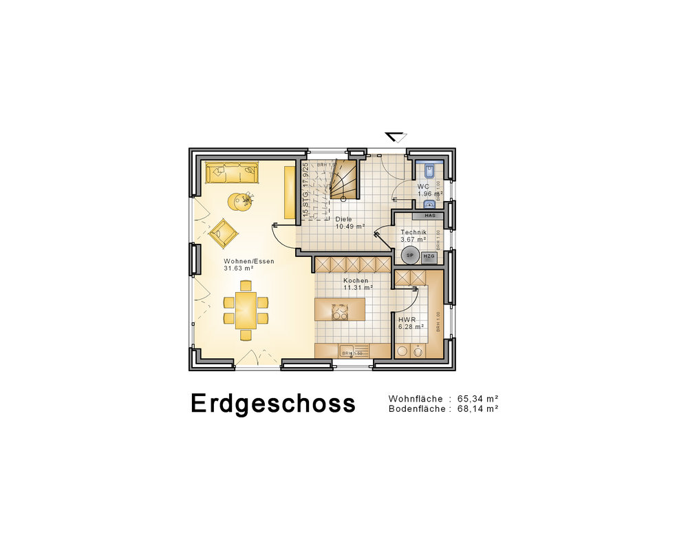 2020 AMR Satteldach 132-Grundriss EG - KS 132