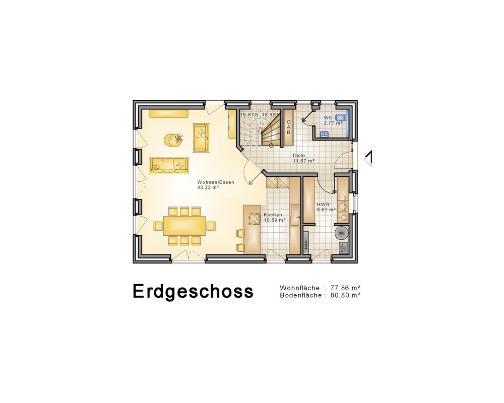 2020 AMR Satteldach 155-Grundriss EG - KS 155