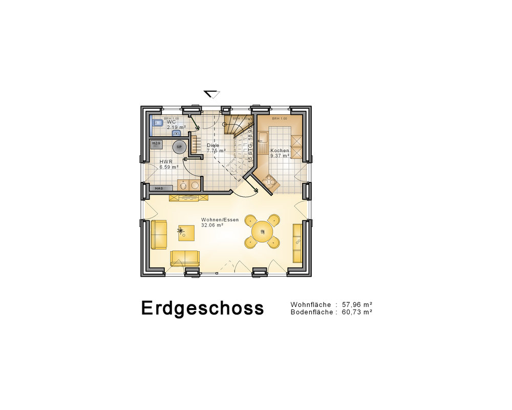 2020 AMR Stadtvilla 114 1,5-geschossig-Grundriss EG - SV 114