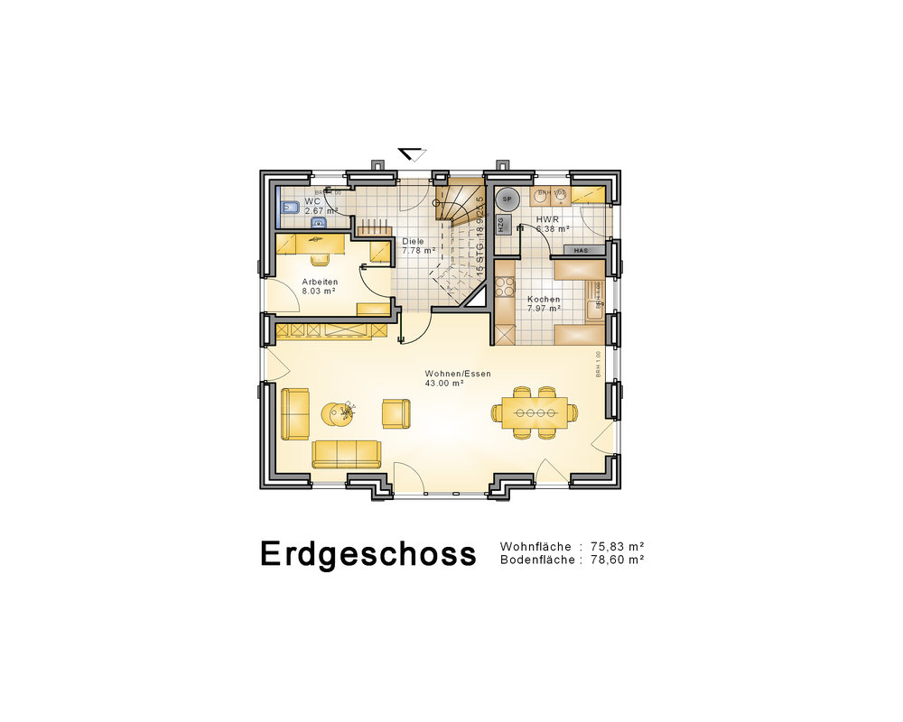 2020 AMR Stadtvilla 154 1,5-geschossig-Grundriss EG - SV 154