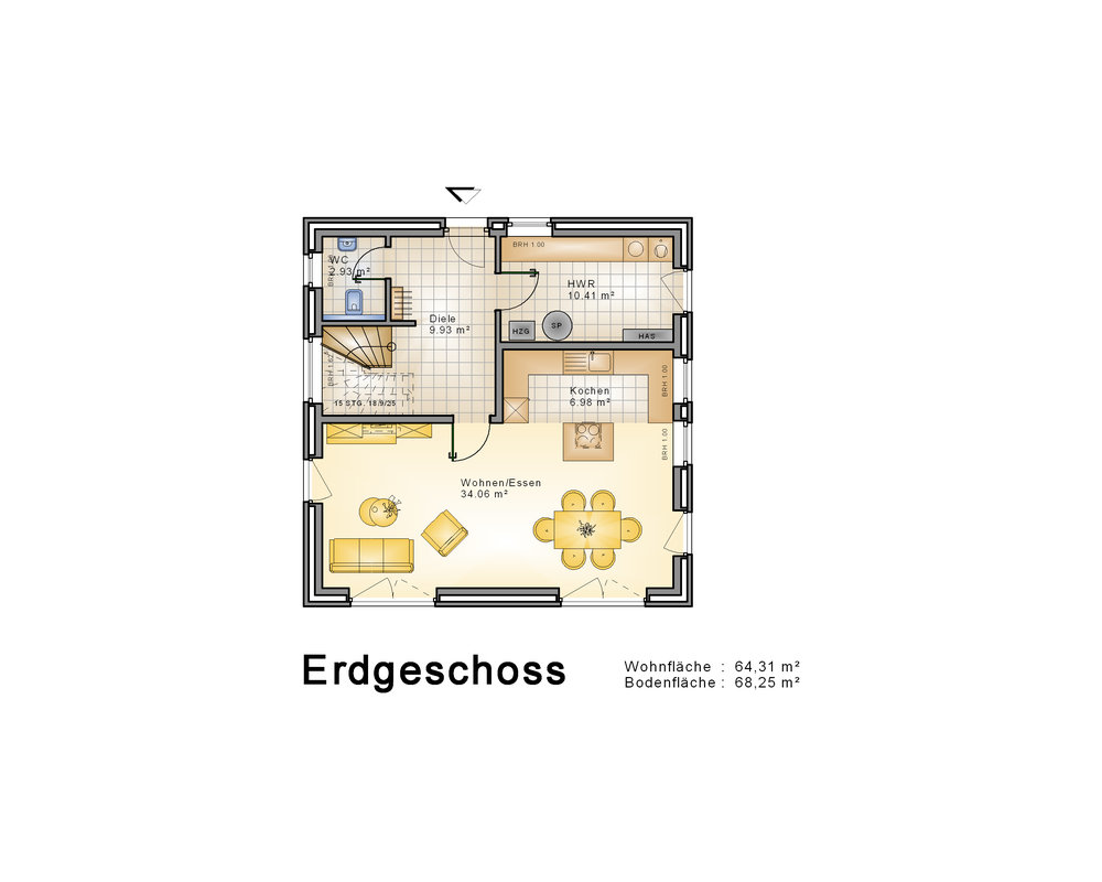 2020 AMR Stadtvilla 132 1,5-geschossig-Grundriss EG - SV 132