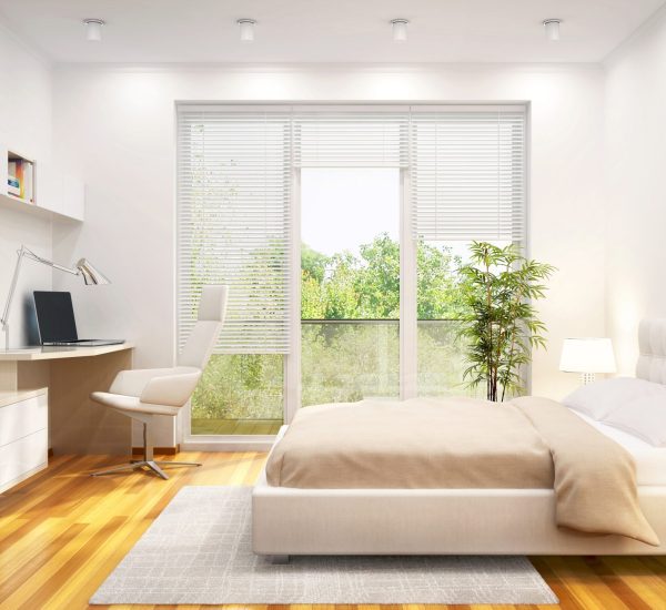 Modern interior design white bedroom in a big house